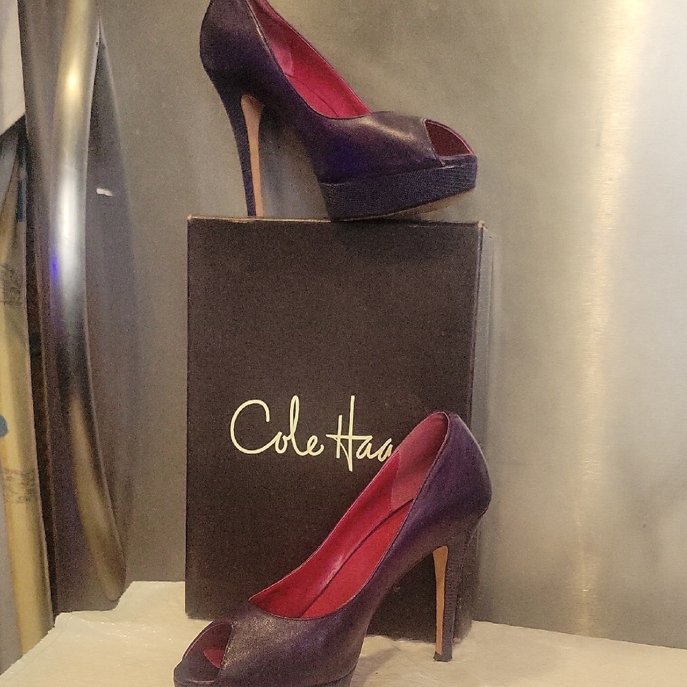Cole Haan Purple Peep Toe Stiletto Heels